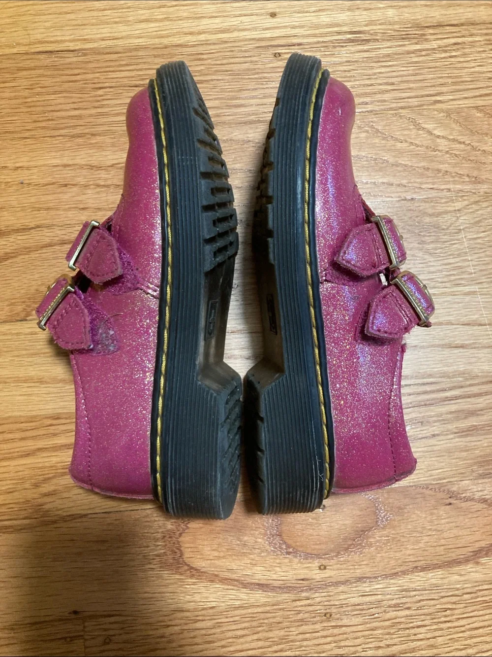 Dr. Martens Girls' Glitter Pink Double-Buckle Mary Jane Shoes